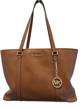 Michael Kors Cognac Saffiano Leather Tote with MK Charm